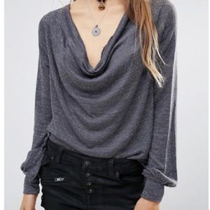 Free People Palmer XS gray sparkle knit top